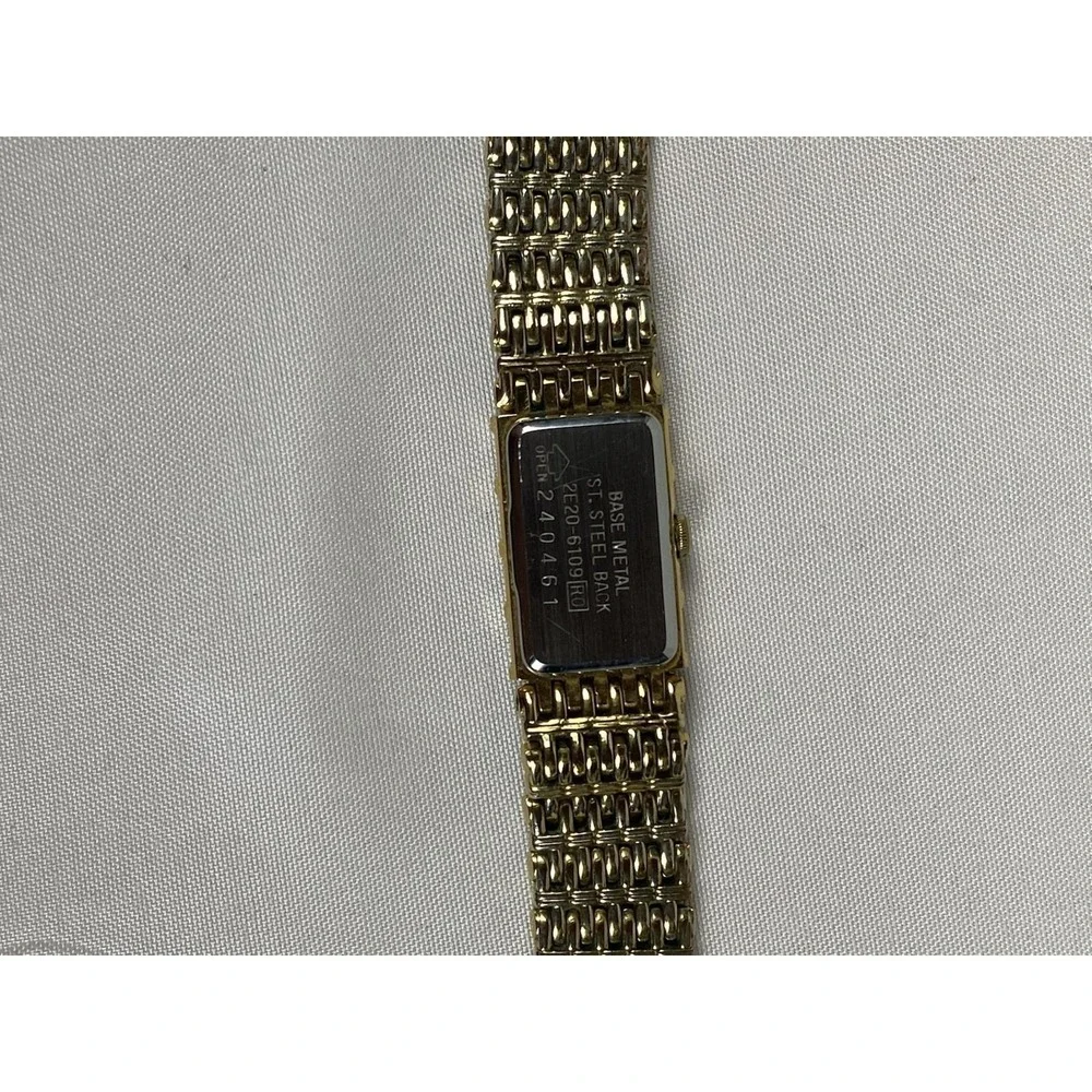 Vintage Seiko 2E20-1340 Womens Tank Watch Bamboo Link Gold Tone Untested Quartz